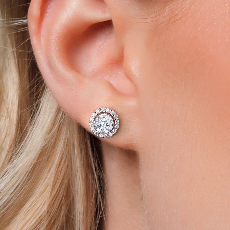 Gem Stone King 6MM Round Gemstone Birthstone Removable Jacket Stud Halo Earrings For Women | 925 Sterling Silver | Fine Jewelry Gifts for Her Mom Women Wife - Image 3
